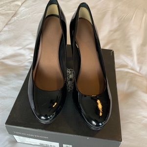 Black patent pumps